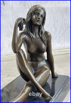 Bronze Art Sculpture Un Chair Erogenous Femme Fille Statue Marbre Base Figurine