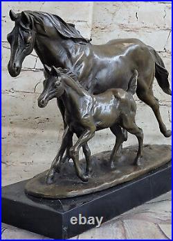 Bronze Cheval Poulain Sur Marbre Animal Art Signée Milo Statue Sculpture