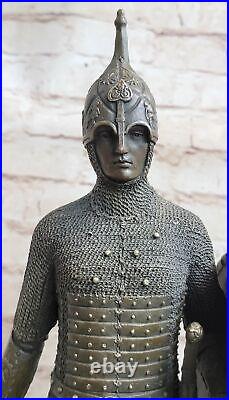 Bronze Grand Médiéval Art Knight Guerrier Milieu ges Sculpture Statue Ouvre