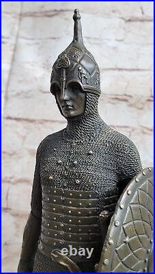 Bronze Grand Médiéval Art Knight Guerrier Milieu ges Sculpture Statue Ouvre