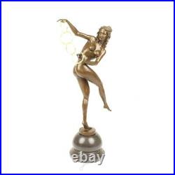 Bronze Marbre Art Deco Statue Sculpture Femme Nue Danseuse Anneaux BJ-5