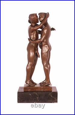 Bronze Marbre Moderne Art Deco Statue Sculpture Nue Erotique Duo Homme DSKF-76