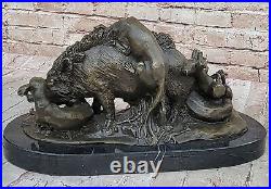 Bronze Marbre Sanglier Sauvage Cochon Art Statue Chien Fonte Sculpture Décor