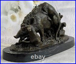 Bronze Marbre Sanglier Sauvage Cochon Art Statue Chien Fonte Sculpture Figure