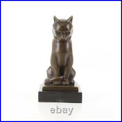 Bronze Moderne Marbre Art Deco Statue Sculpture Animalier Chat Félin BJ-52