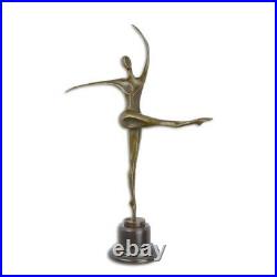 Bronze Moderne Marbre Art Deco Statue Sculpture Femme Danseuse BE-65