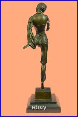 Bronze Moderne Vintage Art Déco Sculpture Dh Danseur Femelle Métal Statue