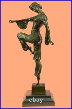 Bronze Moderne Vintage Art Déco Sculpture Dh Danseur Femelle Métal Statue