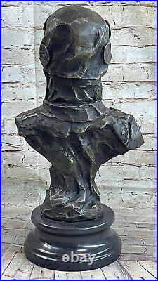 Bronze Sculpture Affaire Art Déco Doré Femelle Déesse Buste Grand Det Statue