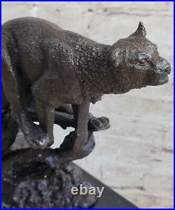 Bronze Sculpture Art Déco Noir Panthère Animal Statue Jaguar Figurine Léopard