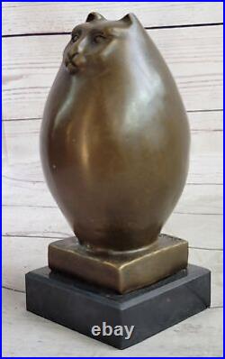 Bronze Sculpture Botero Chat Félin Animal de Compagnie Art Déco Statue Décor Nr