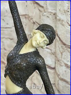 Bronze Sculpture Main Fabriqué Statue Signée Art Chiparus Ventre Danseuse Décor