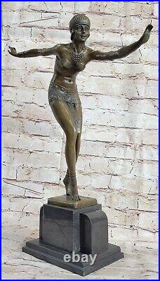 Bronze Sculpture, Main Fabriqué Statue Signée Art Déco Chiparus Ventre Danseuse