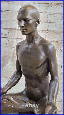 Bronze Sculpture Mâle Méditation Statue Yoga Figurine Art de Collection Ouvre Nr