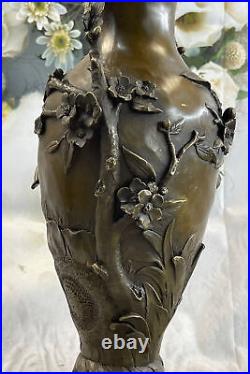 Bronze Sculpture Signé Debut Nymphe Vase Art Statue Traditional-Sculptures Déco