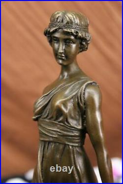 Bronze Sculpture Statue 14 Grand Signée Moreau Romain Maiden Nr Art Cadeau