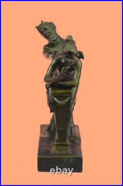 Bronze Sculpture Statue Vintage / De Satyre Avec Nymph Art Déco Érotique