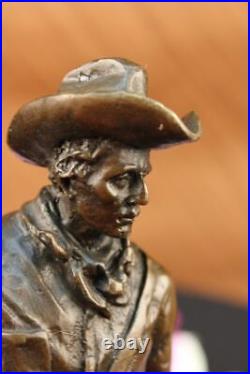 Bronze Sculpture Western Cowboy Rider Figurine Art Statue Pièce Collector Cadeau