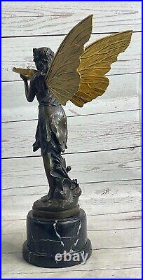 Bronze Sculpture de Collection Statue Fairy Mythique Signée Milo Grand Art Déco