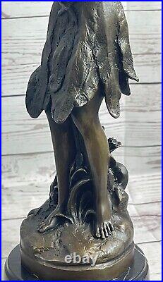 Bronze Sculpture de Collection Statue Fairy Mythique Signée Milo Grand Art Déco
