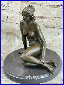 Bronze Statue De Jeune Chair Fille En Thought Sculpture Figurine Art