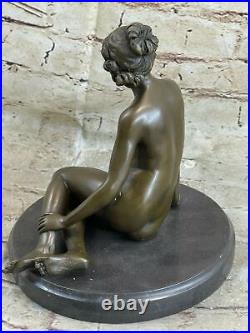 Bronze Statue De Jeune Chair Fille En Thought Sculpture Figurine Art