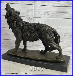 Bronze Statue Loup Mascot Animal Jardin Sculpture Yard Art. Large Taille