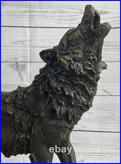 Bronze Statue Loup Mascot Animal Jardin Sculpture Yard Art. Large Taille