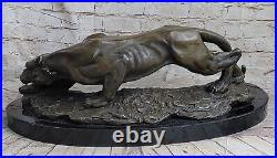 Bronze Statue Sculpture Cougar Vie Sauvage Art Déco Style Nouveau Signé