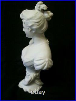 Buste D' Elegante Biscuit De Porcelaine Art Nouveau Signe J Berthoz