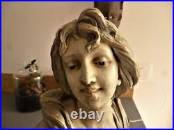 Buste De Femme En Platre Art Nouveau Jugendstil Viola Statue Sculpture