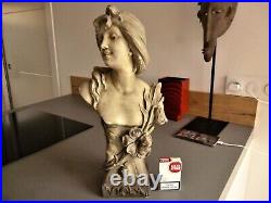 Buste De Femme En Platre Art Nouveau Jugendstil Viola Statue Sculpture
