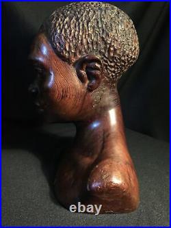 Buste en bois Débène sculpté Femme Africaine Art décoratif