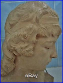 Buste en terre cuite-marguerite monot-jeune fille-art nouveau-terracotta bust