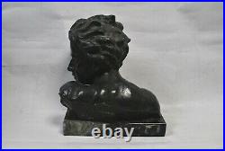 Buste statue homme plâtre patiné art déco 1930 signé J. Dommisse