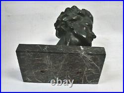 Buste statue homme plâtre patiné art déco 1930 signé J. Dommisse