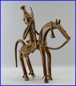CAVALIER ET SON CHEVAL, bronze, Afrique, arts premiers, 23 cm