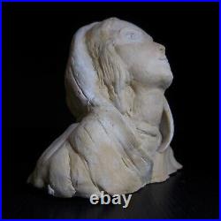 Céramique sculpture statue buste tête femme vintage art poterie France N7812