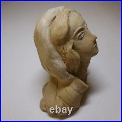 Céramique sculpture statue buste tête femme vintage art poterie France N7812