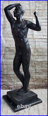 Chair Jeune Debout Homme Statue Fait Bronze Sculpture Décor Maison Art Cadeau