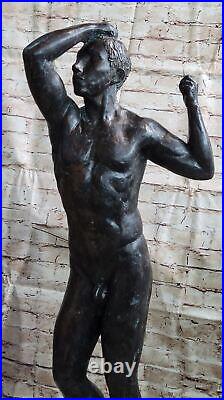 Chair Jeune Debout Homme Statue Fait Bronze Sculpture Décor Maison Art Cadeau