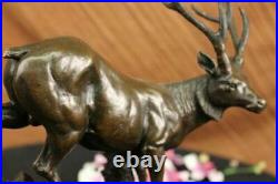 Chalet Lodge Art Élan Cerf Buck Renne Hunter Bronze Marbre Statue Sculpture