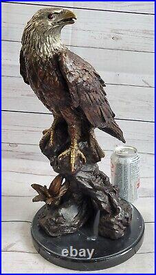 Chauve Aigle Bronze Sculpture Grand Oiseau Statue Art Déco Figurine Extérieur