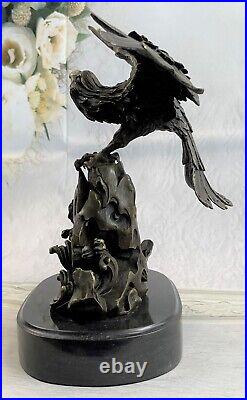 Chauve Aigle Bronze Sculpture Grand Oiseau Statue Art Déco Figurine Intérieur