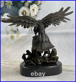 Chauve Aigle Bronze Sculpture Grand Oiseau Statue Art Déco Figurine Intérieur