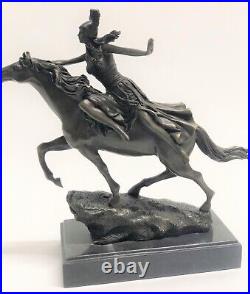 Colinet Bronze Statue Fille Cheval Rider Art Déco Sculpture Art Figurine