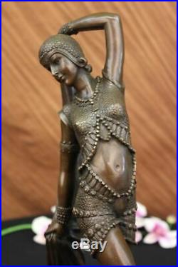 D H Chiparus Bronze Statue Énorme Long Gypsy Belly Dancer Fonte Sculpture Art