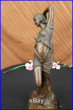 D H Chiparus Bronze Statue Énorme Long Gypsy Belly Dancer Fonte Sculpture Art