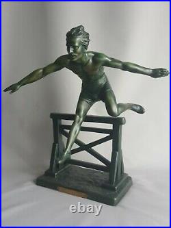 D. H Chiparus Sculpture Art Deco Sportif Au Saut De Haies Jeux Olympiques 1920