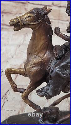 De Collection Art Bronze Sculpture Rodeo Signée Remington Ouest Cowboy Statue